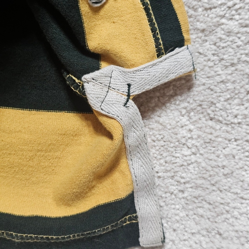 IZOD Mens Rugby Shirt XXL Long Sleeve Striped Green Yellow Cotton Heavyweight - Picture 12 of 15